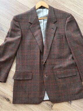 Samuelsohn Brown Plaid Sport Coat - Men's 41R